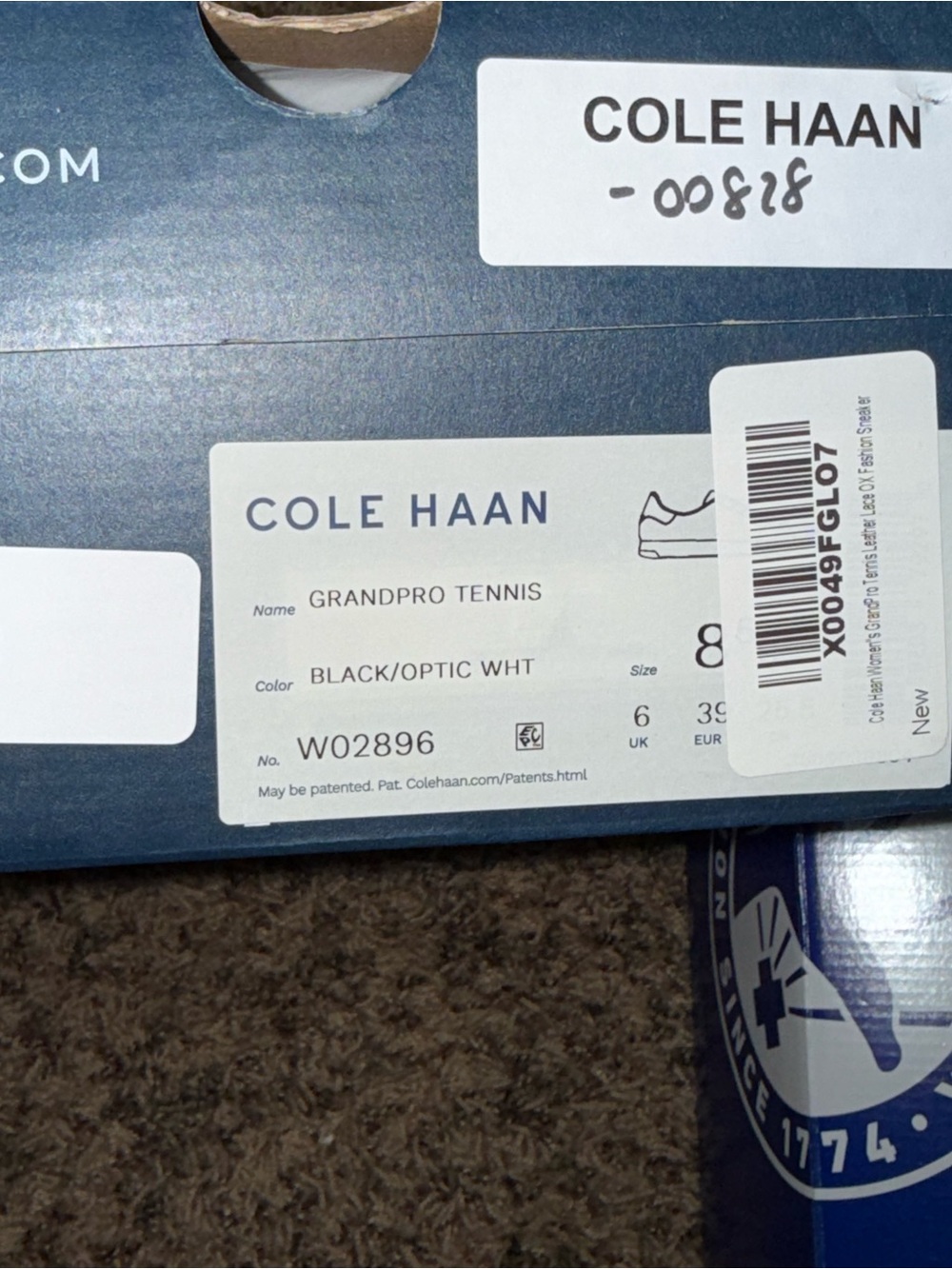 Cole Haan Womens Grandpro Tennis Sneakers Black Optic White size 8.5B W02896 - Picture 7 of 8